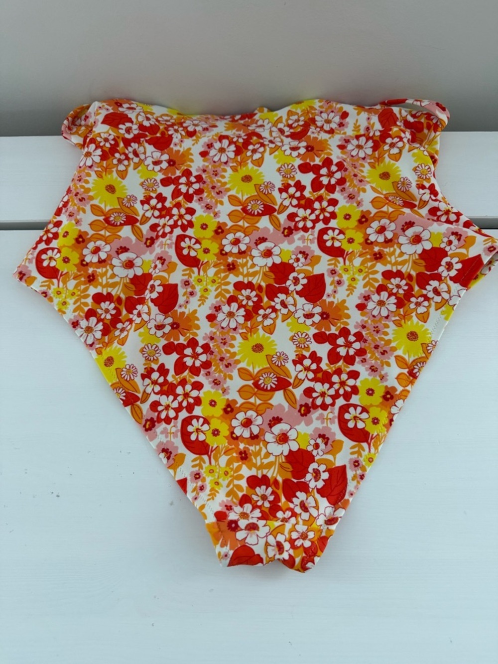 Aerie Floral One Piece Swimsuit Large Retro Orange Ruffle - Picture 7 of 9